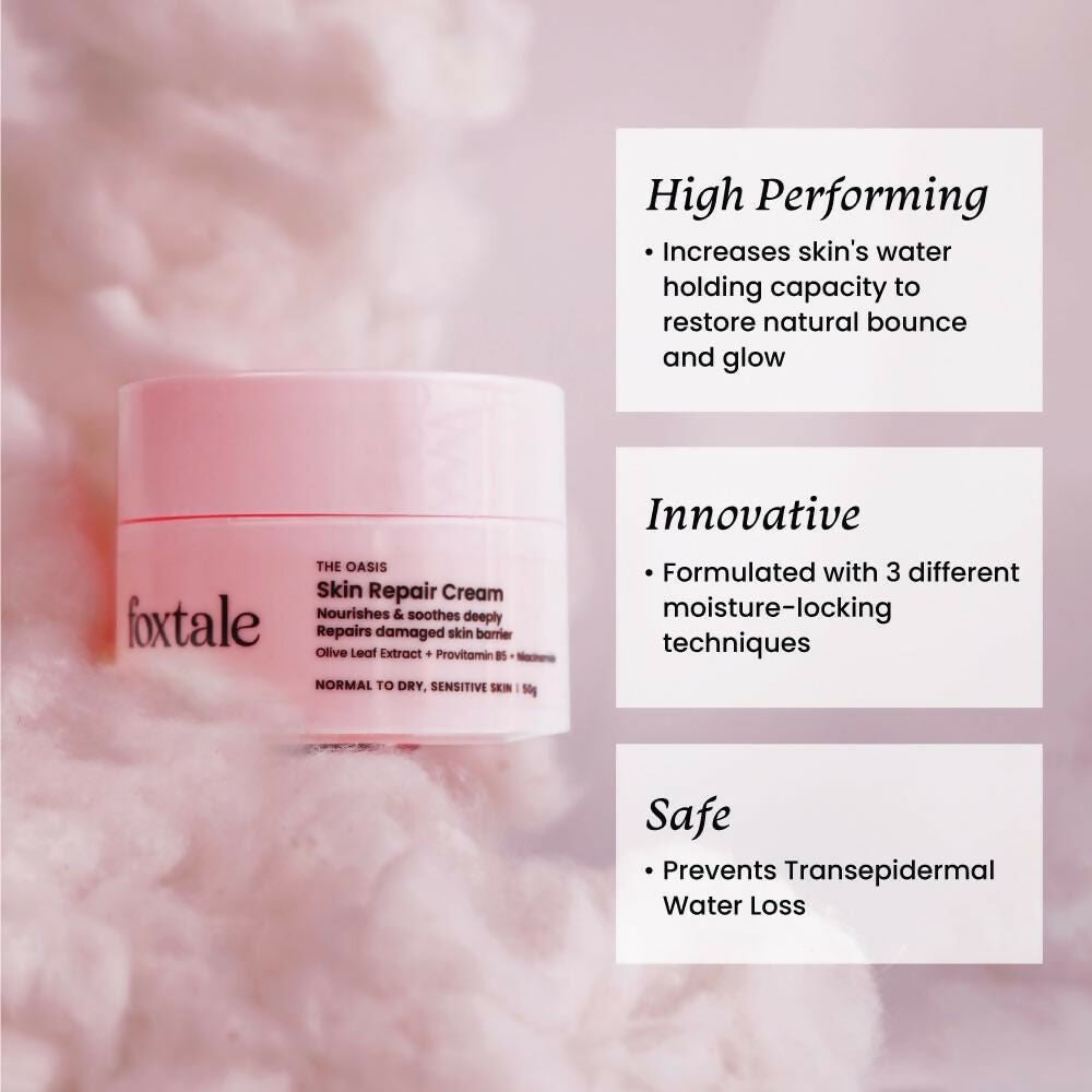Foxtale Skin Repair Cream With Olive Leaf Extract, Provitamin B5 & Niacinamide - Distacart