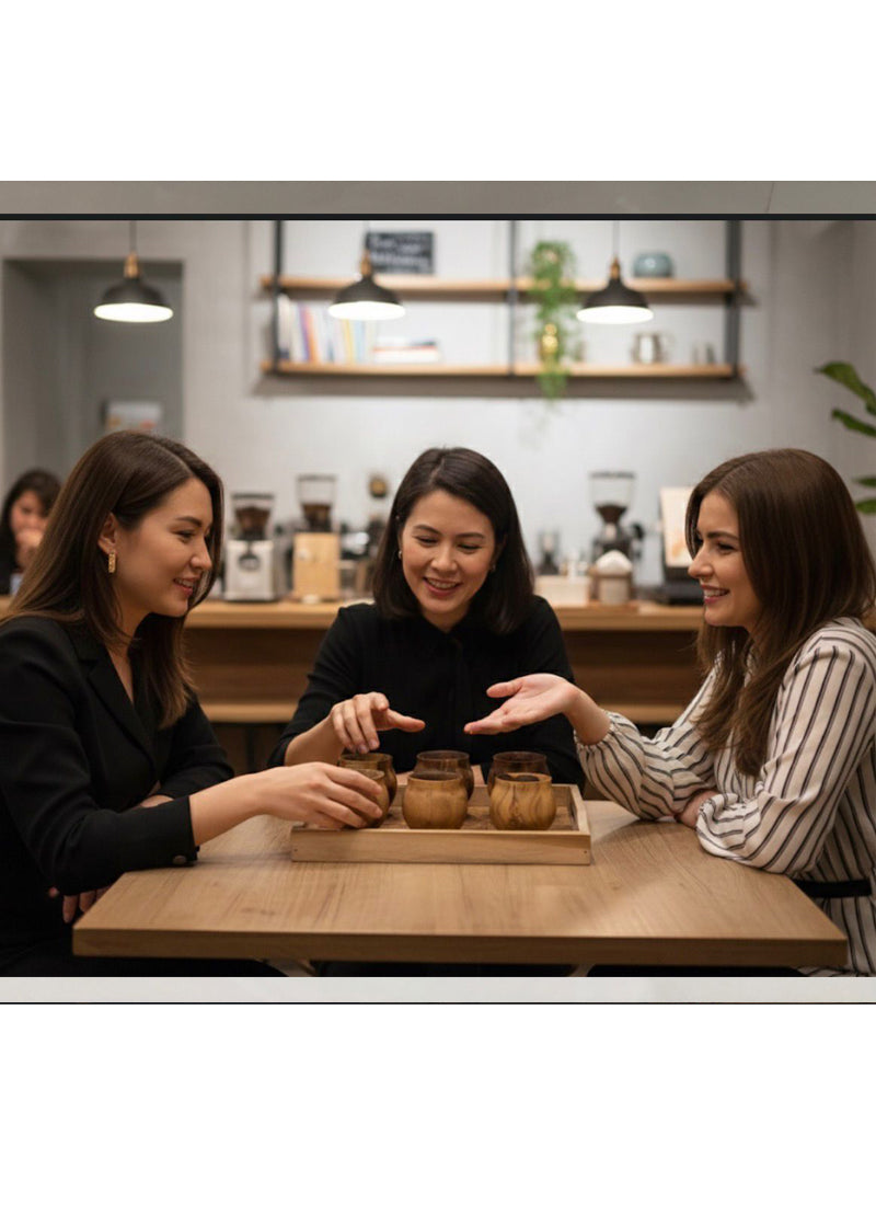 Wood estate Artistic Wooden Tea/Coffee Set-Natural Wooden Tea Drinking Cup Coffee Cup - Distacart