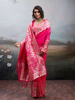 Thumbnail for Shree Shyam Fashion Pink Silk Blend Saree - Distacart