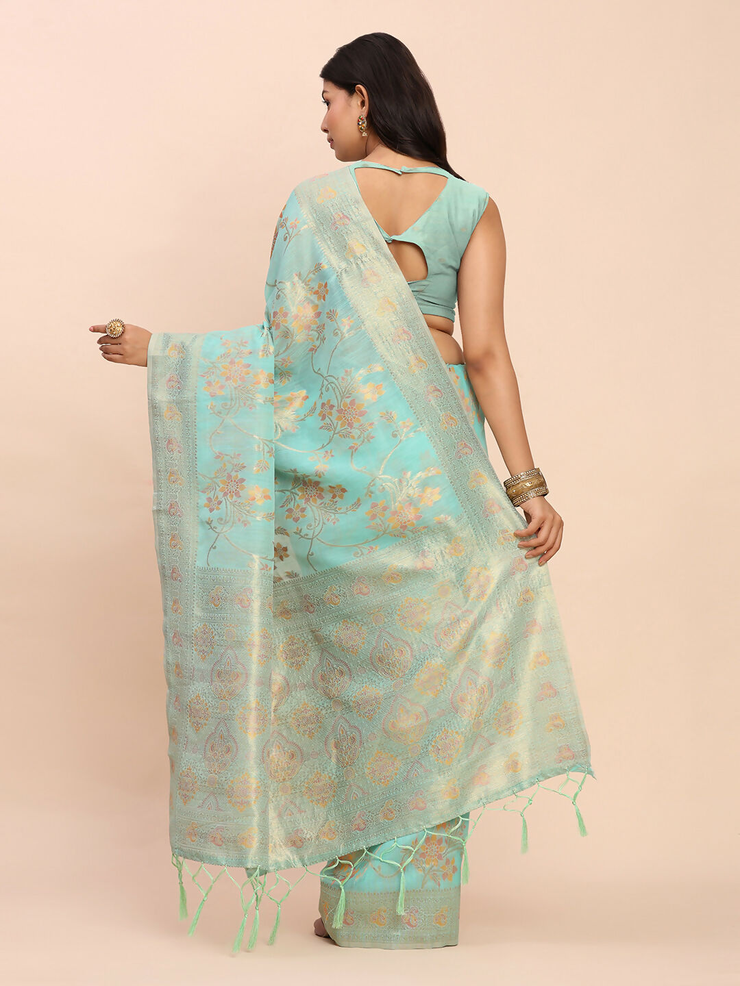 Astita Linen Cotton Sea Green Saree