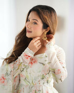 Thumbnail for Joban Fashion Off White Kurta Set Organza Sequin Embroidery Work - Distacart