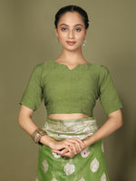Thumbnail for Astita Linen Cotton Green Saree