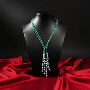 Joban Fashion Women Green Adjustable 2-Line Long Beaded Statement Necklace - Distacart