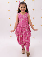 Thumbnail for Lil Drama Khilkhilahat Pink Top and Dhoti Set For Girls