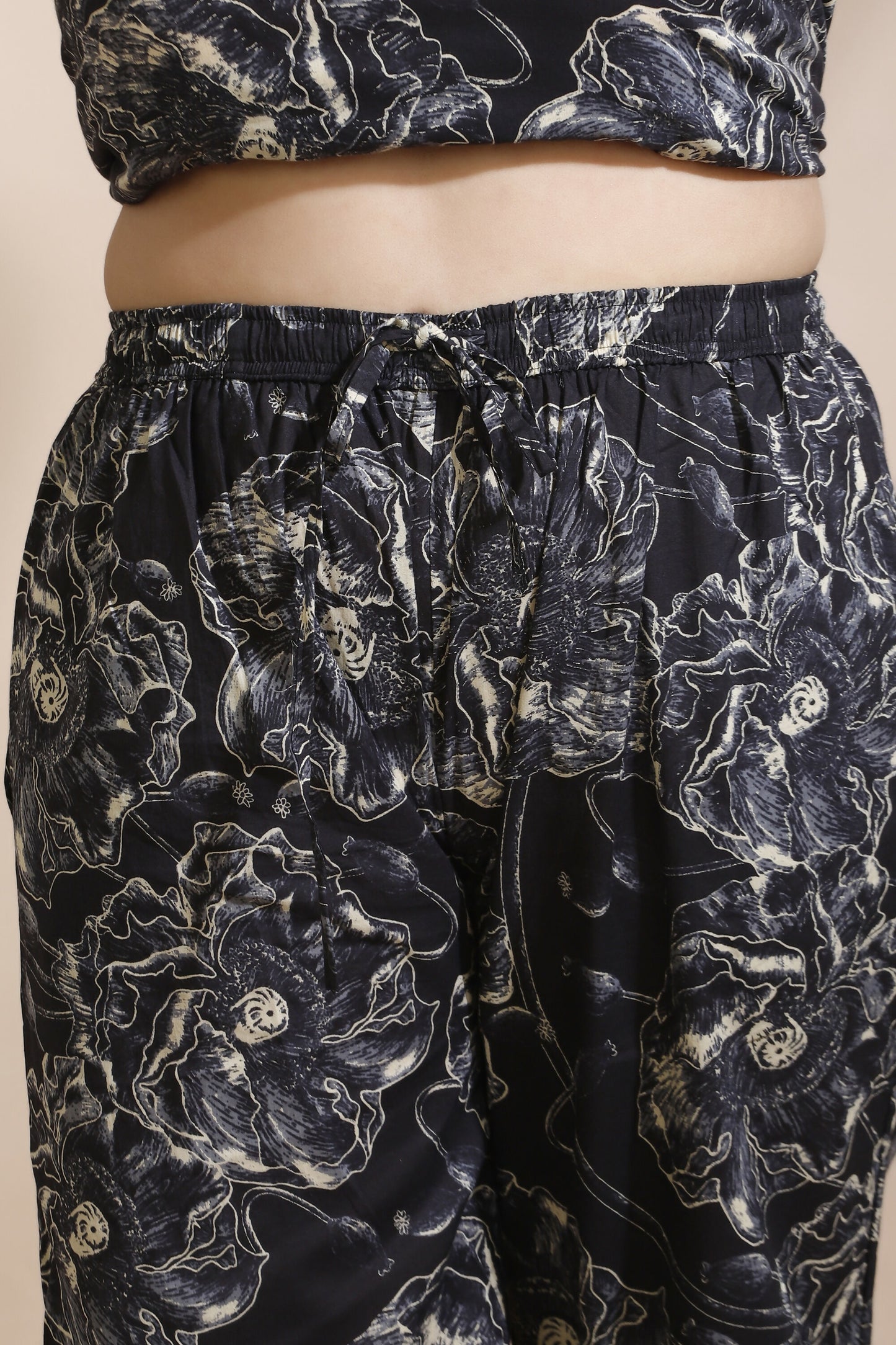Breathables Floral Cotton Co-Ord Set – Black - Dista