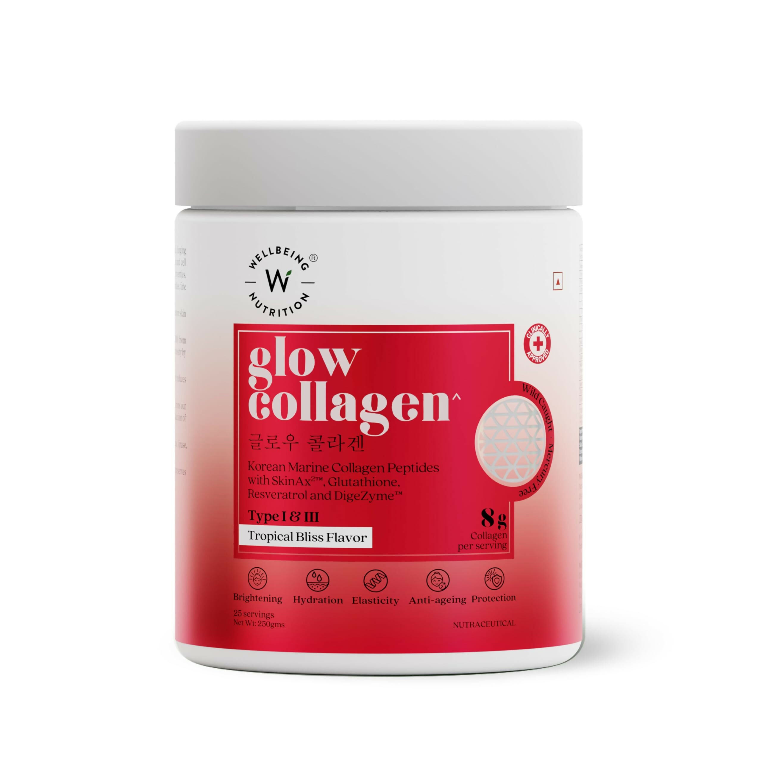 Wellbeing Nutrition Glow Korean Marine Collagen Peptides Tropical Bliss Flavor & Unflavored Combo - Distacart