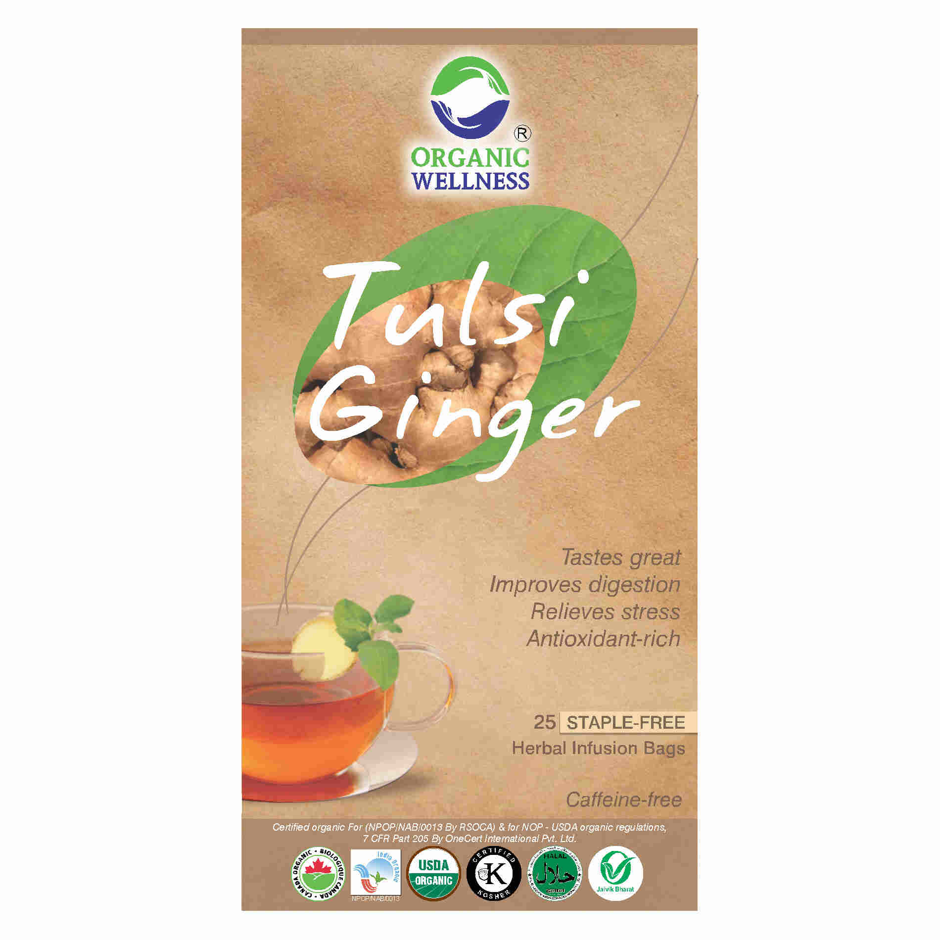 Organic Wellness Ow'real Tulsi Ginger Teabags - Distacart