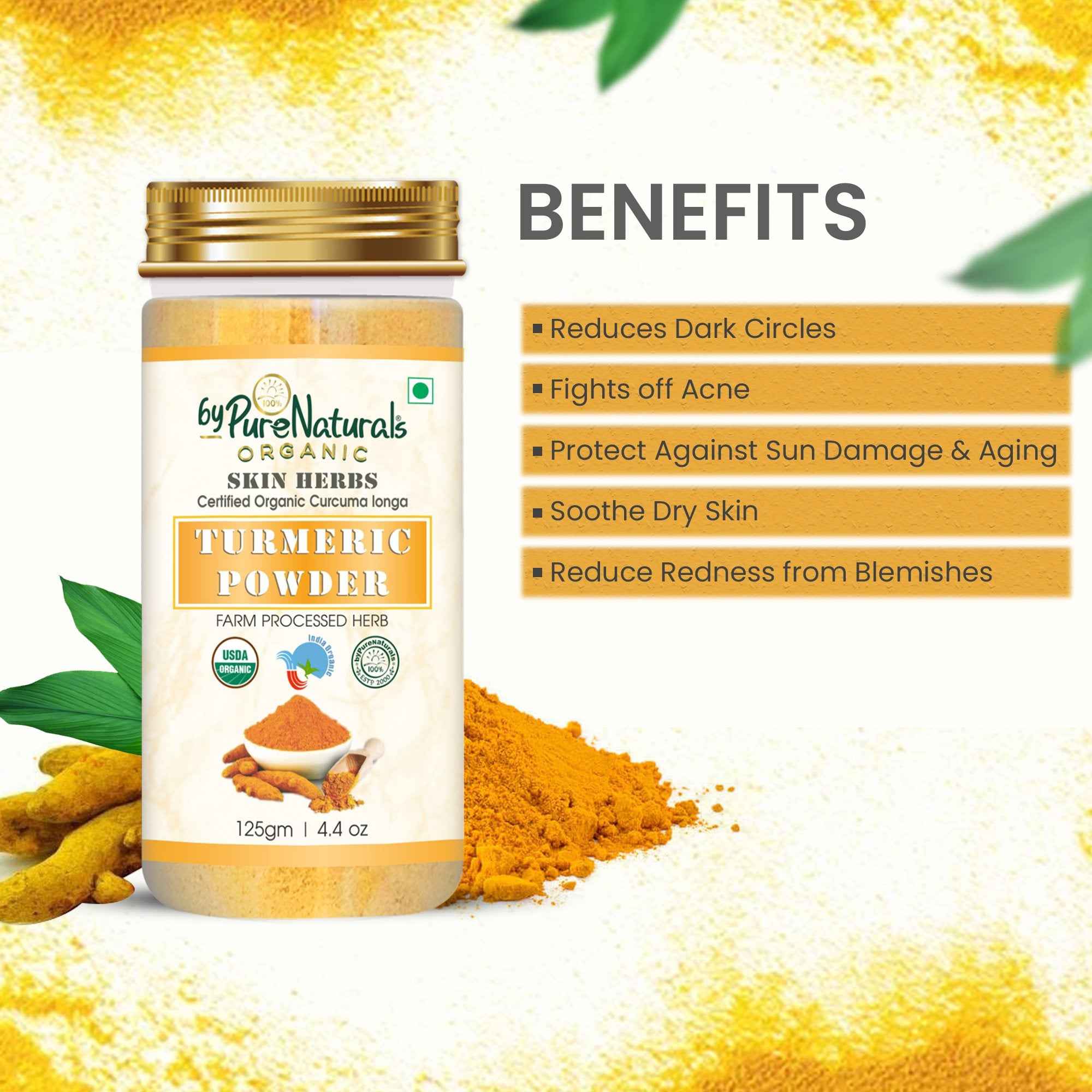 byPureNaturals Organic Turmeric Powder (Daru Haridra) - Dista