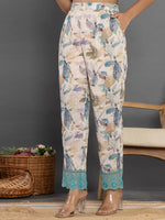 Thumbnail for Yufta Turquoise Blue Cotton Schiffli Co-Ord Set With Lace