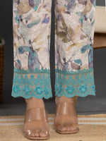 Thumbnail for Yufta Turquoise Blue Cotton Schiffli Co-Ord Set With Lace