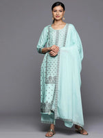 Thumbnail for https://cdn.shopify.com/s/files/1/0341/4805/7228/files/turquoise-blue-woven-design-silk-blend-straight-kurta-with-trousers-and-dupatta-libas-1-27531585880214.jpg?v=1739182044