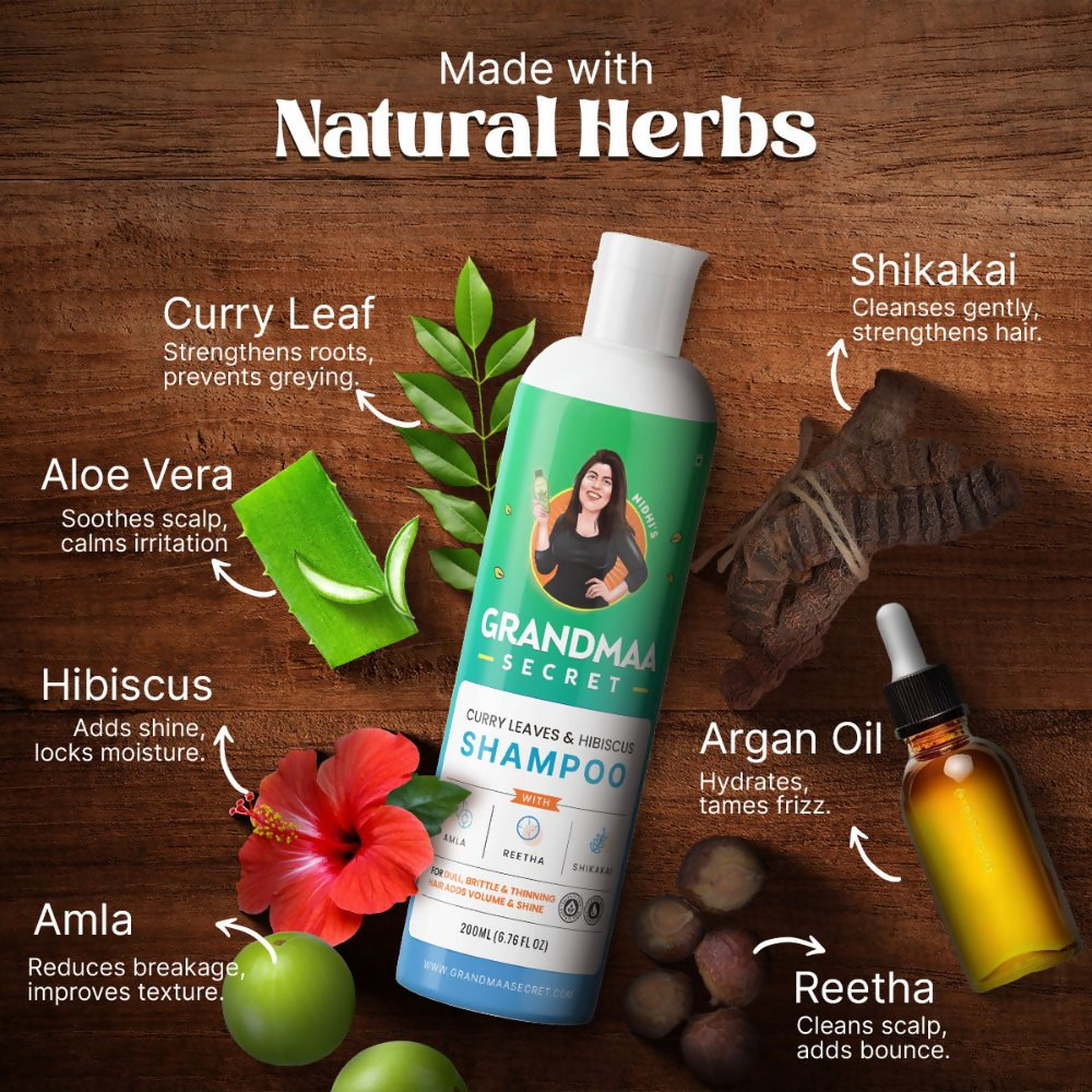Nidhi'S Grandmaa Secret Curry Leaf & Hibiscus Shampoo - Distacart