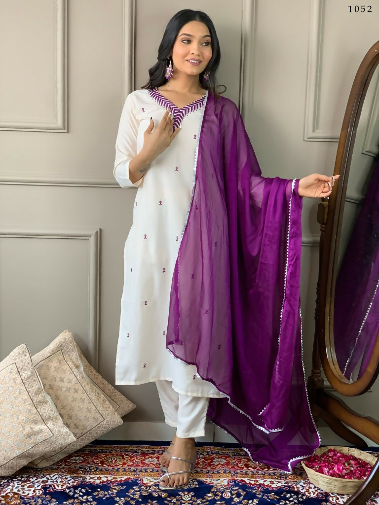 Partywear Designer Ryon Slub Black Stitched Suit With Dupatta - Tanisha - Distacart