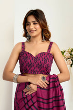 Thumbnail for Vastranavya Magenta Digital Printed Linen Ready To Wear Designer Saree with Unstitched Blouse - Distacart