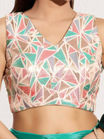 Thumbnail for Joban Fashion Pink Jacquard Padded Blouse With V Neck Sleeveless - Distacart