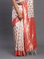 Thumbnail for Astita Banarasi Silk Red & White Saree