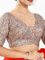 Thumbnail for Joban Fashion Multi Mulberry Silk Padded Blouse With V Neck Elbow Sleeves - Distacart