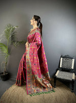 Thumbnail for Joban Fashion Hot Pink Banarasi Soft Silk Woven Saree