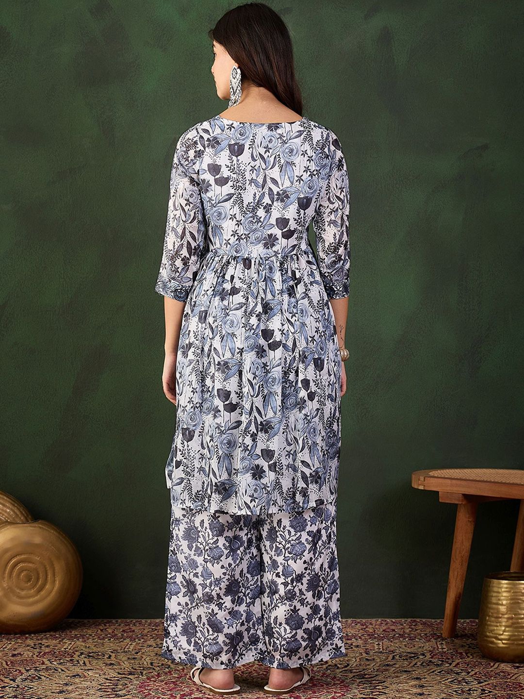 Sangria Printed Kurta With Palazzo