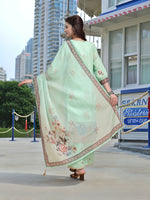 Thumbnail for Joban Fashion Green Position Digital Print With Position Foil Kurta Set