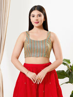 Thumbnail for Joban Fashion Cobalt Blue Silk Padded Blouse With Square Neck Sleeveless