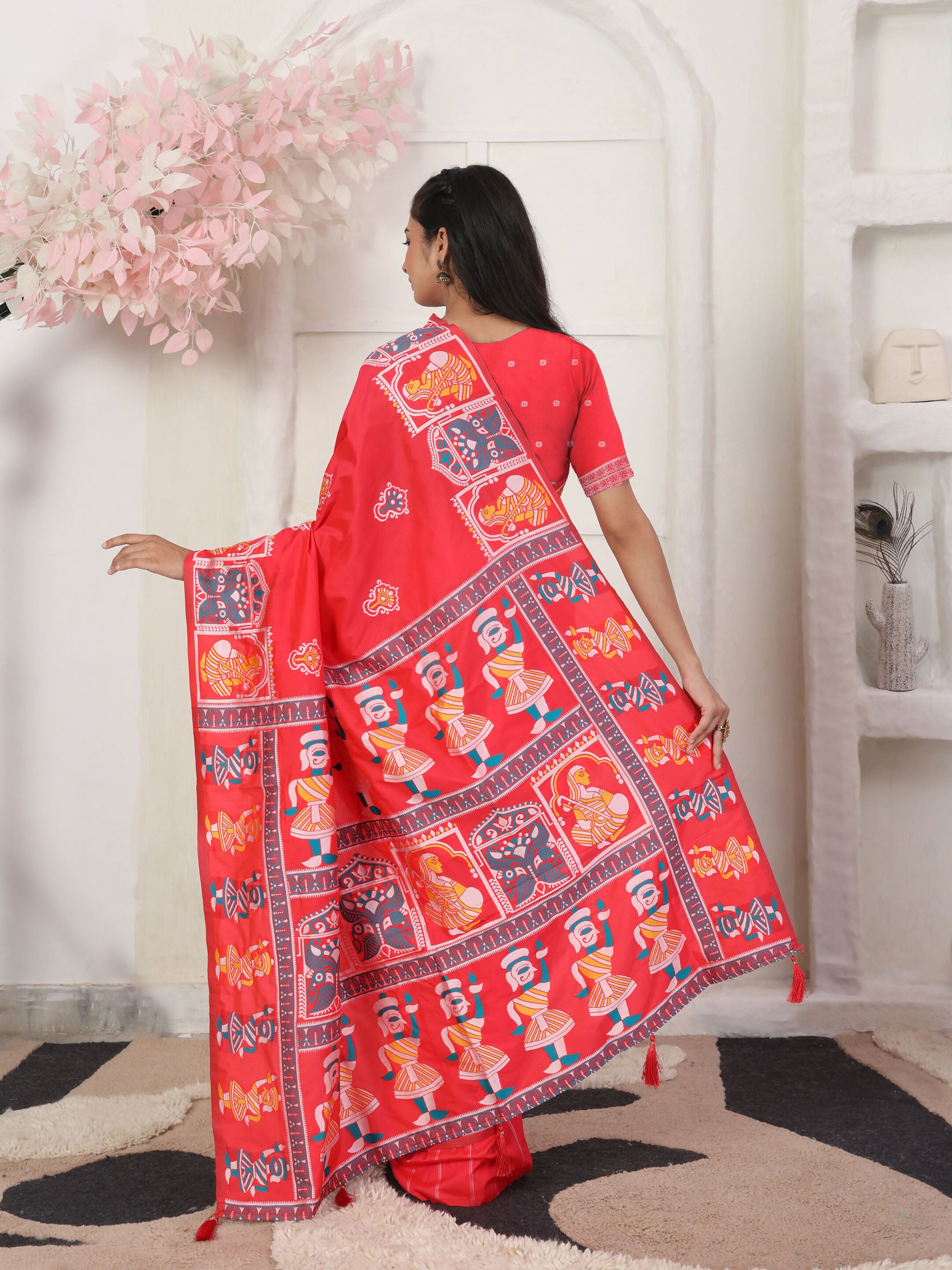 Astita Silk Blend Red Saree