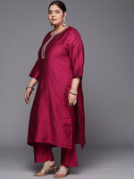 Thumbnail for Sztori Plus Size Floral Embroidered Straight Kurta & Trousers With Dupatta - Distacart