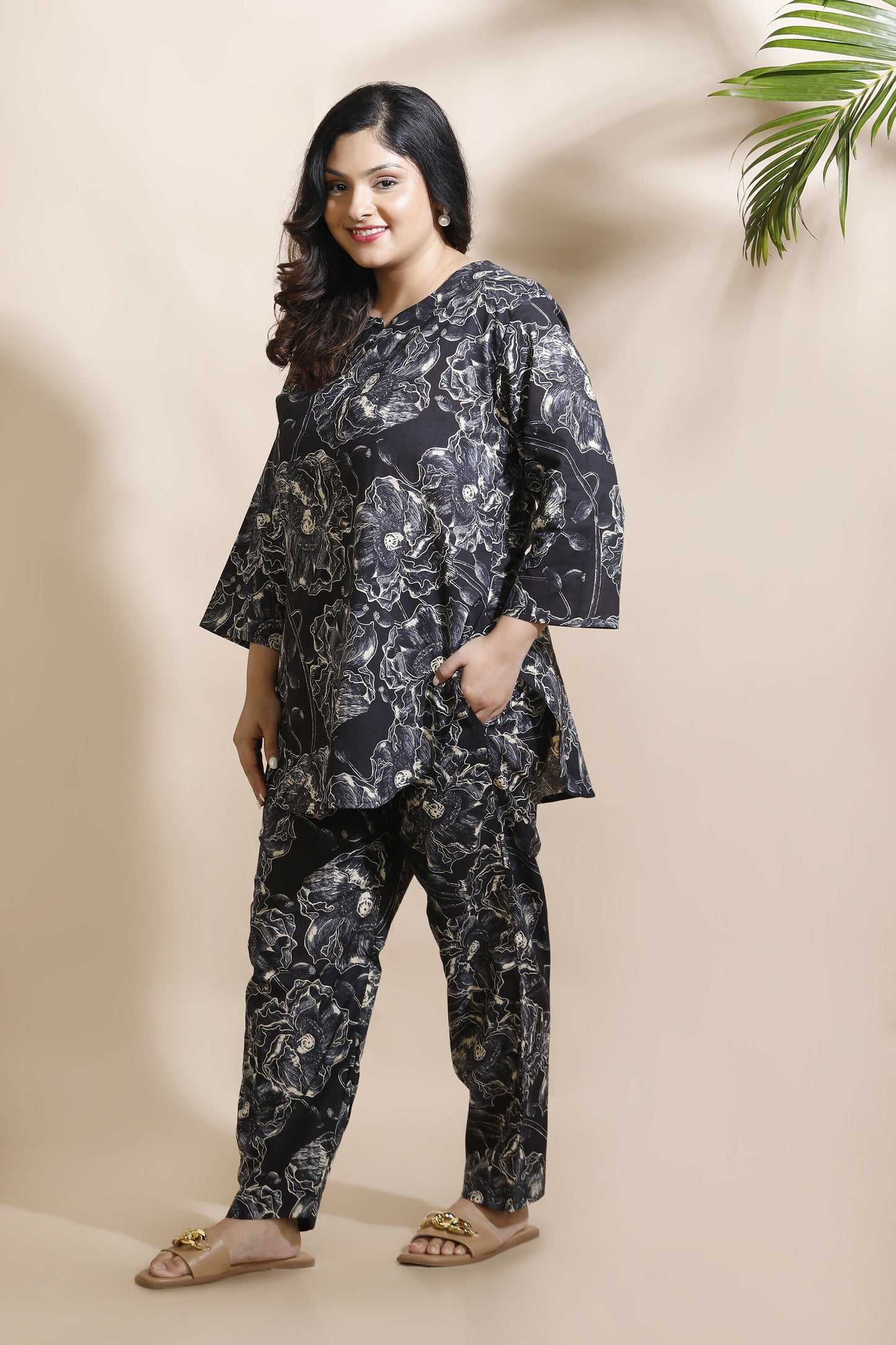 Breathables Floral Cotton Co-Ord Set – Black - Dista