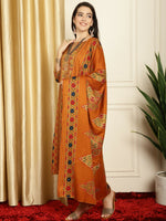 Thumbnail for Jyoti Fashion Women's Mustard Pashmina Floral Digital Printed Kurta with Trouser & Dupatta - Distacart
