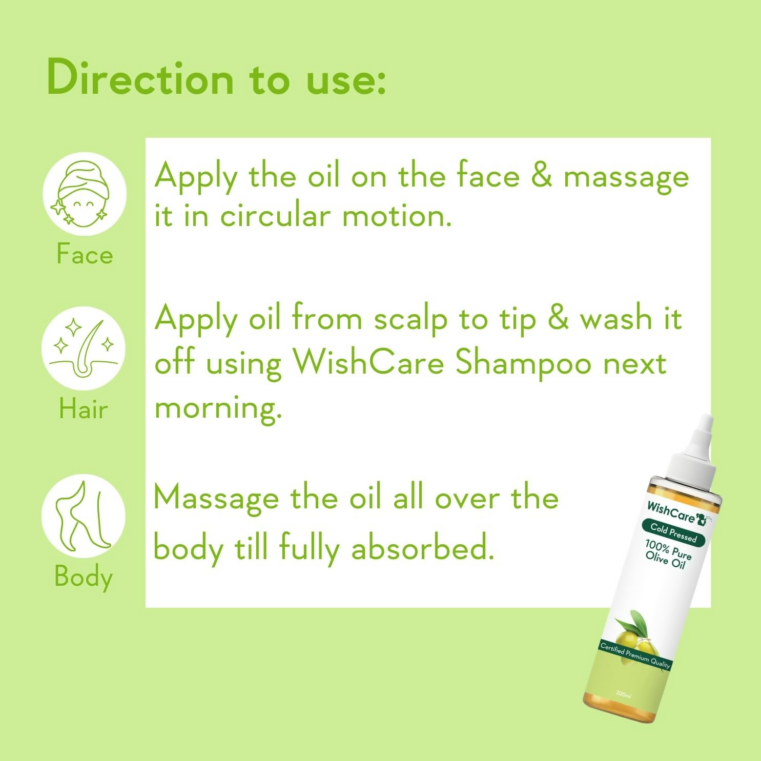 WishCare100% Pure Premium Cold Pressed Olive Oil For Hair & Skin - Distacart