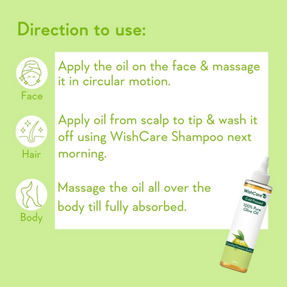 WishCare100% Pure Premium Cold Pressed Olive Oil For Hair & Skin - Distacart