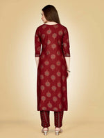 Thumbnail for Aastha Fashion Women's Maroon Viscose Rayon Embroidered Kurta Pant Set - Distacart
