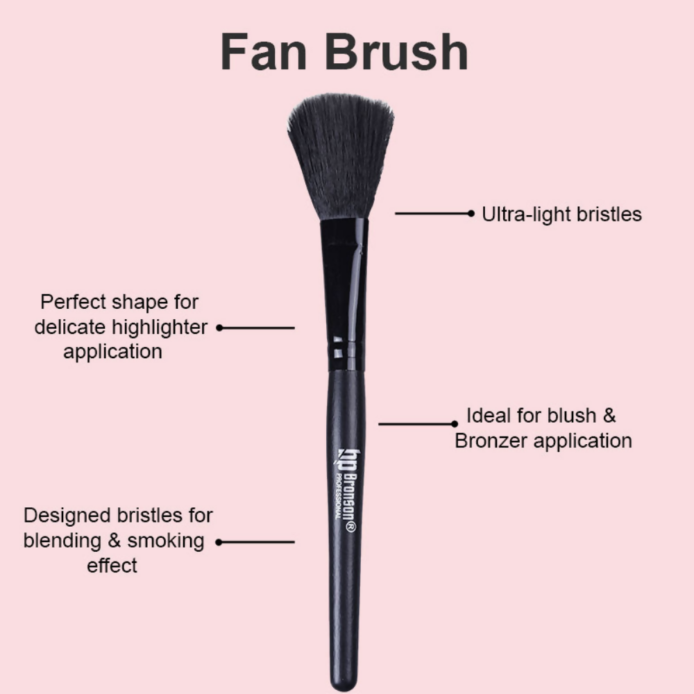 Bronson Professional Fan Makeup Brush for Highlighter & Smooth Powder Application - Dista