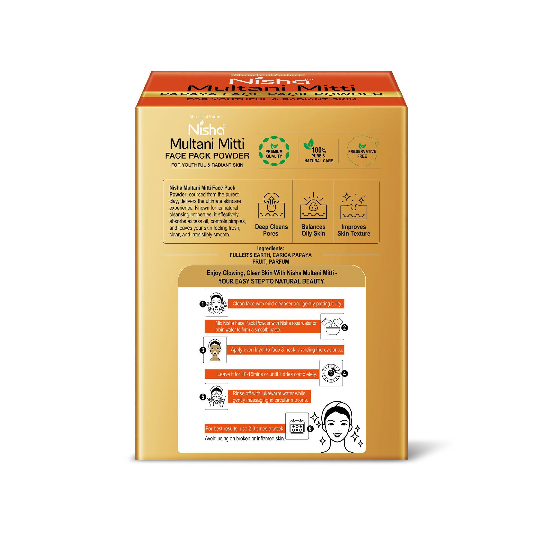 Nisha Papaya Multani Mitti for Face | Skin Brightening Face Pack - Distacart