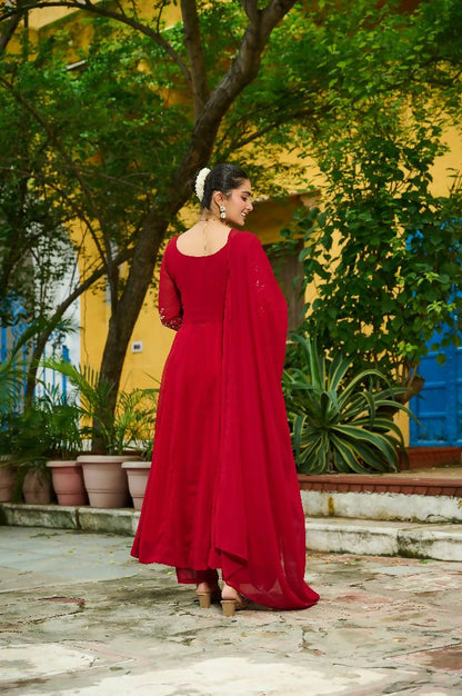 Joban Fashion Maroon Readymade Kurta Set With Sequence embroidery Work - Distacart