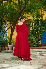 Thumbnail for Joban Fashion Maroon Readymade Kurta Set With Sequence embroidery Work