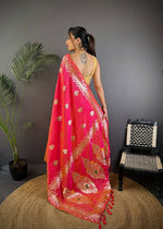 Thumbnail for Joban Fashion Banarasi Pink Woven Soft Silk Saree