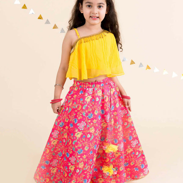 Joban Fashion Girl's Yellow Color Lehenga Choli