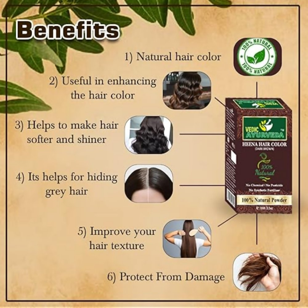VedicAyurveda Henna Based Hair Colour - dark brown & Chestnut Brown - Dista
