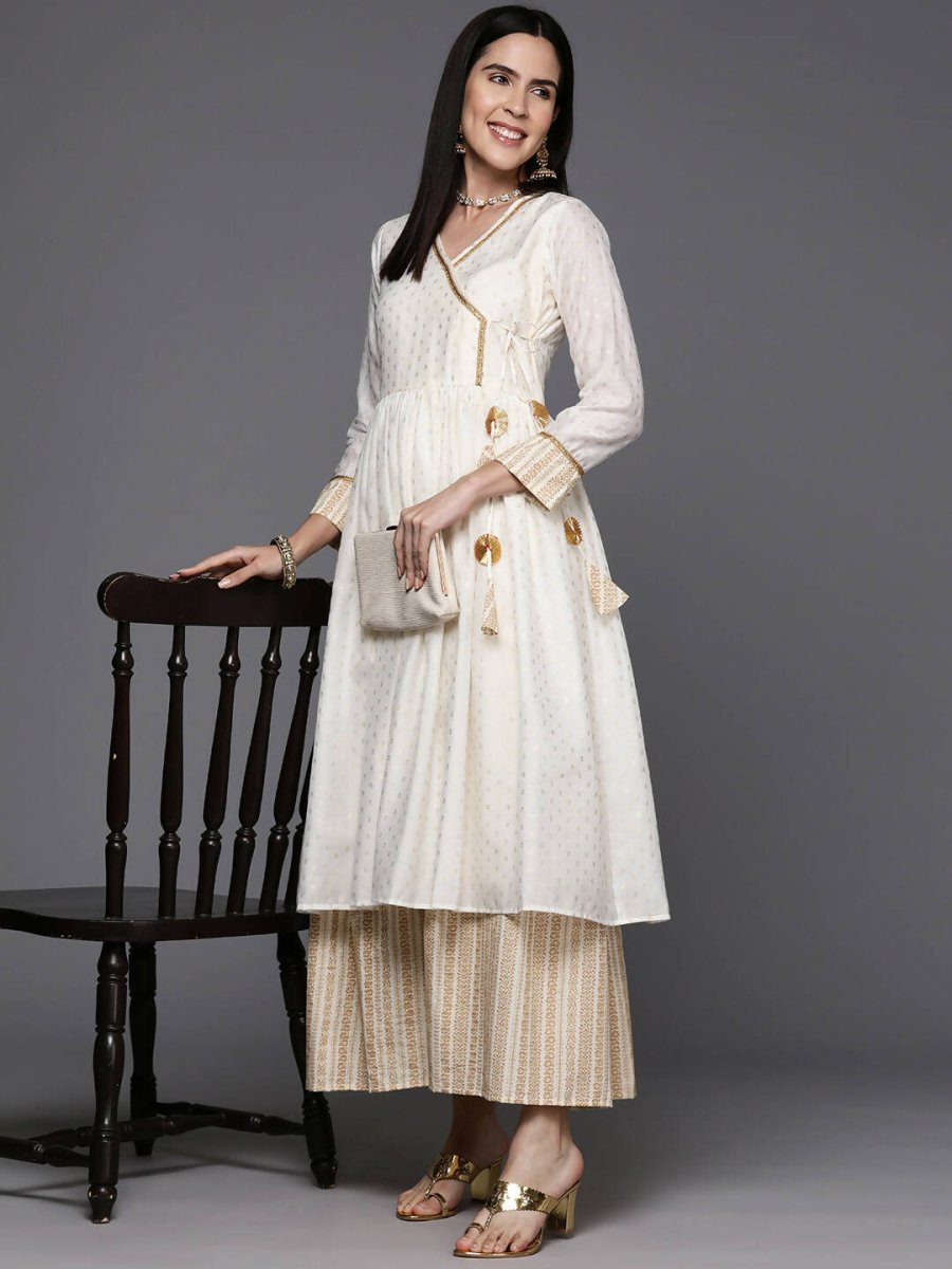 Ahalyaa Women's Traditional wear Ethnic Dress - Off White - Distacart