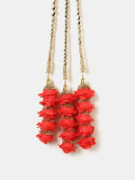 Thumbnail for Ruby Raang Gold Gota Pati Work And Red Rosses With Black Thread & Golden Stones - Distacart