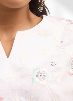 Thumbnail for Joban Fashion Off White Linen Embroidered Readymade Cord Set - Distacart