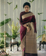 Thumbnail for Preksha Creation Banarasi Soft Silk Women Red Saree - Distacart