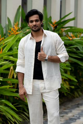 Linen Light Blue Coastal Calm Shirt By Hilo Design