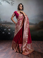 Thumbnail for Shree Shyam Fashion Maroon Silk Blend Saree - Distacart