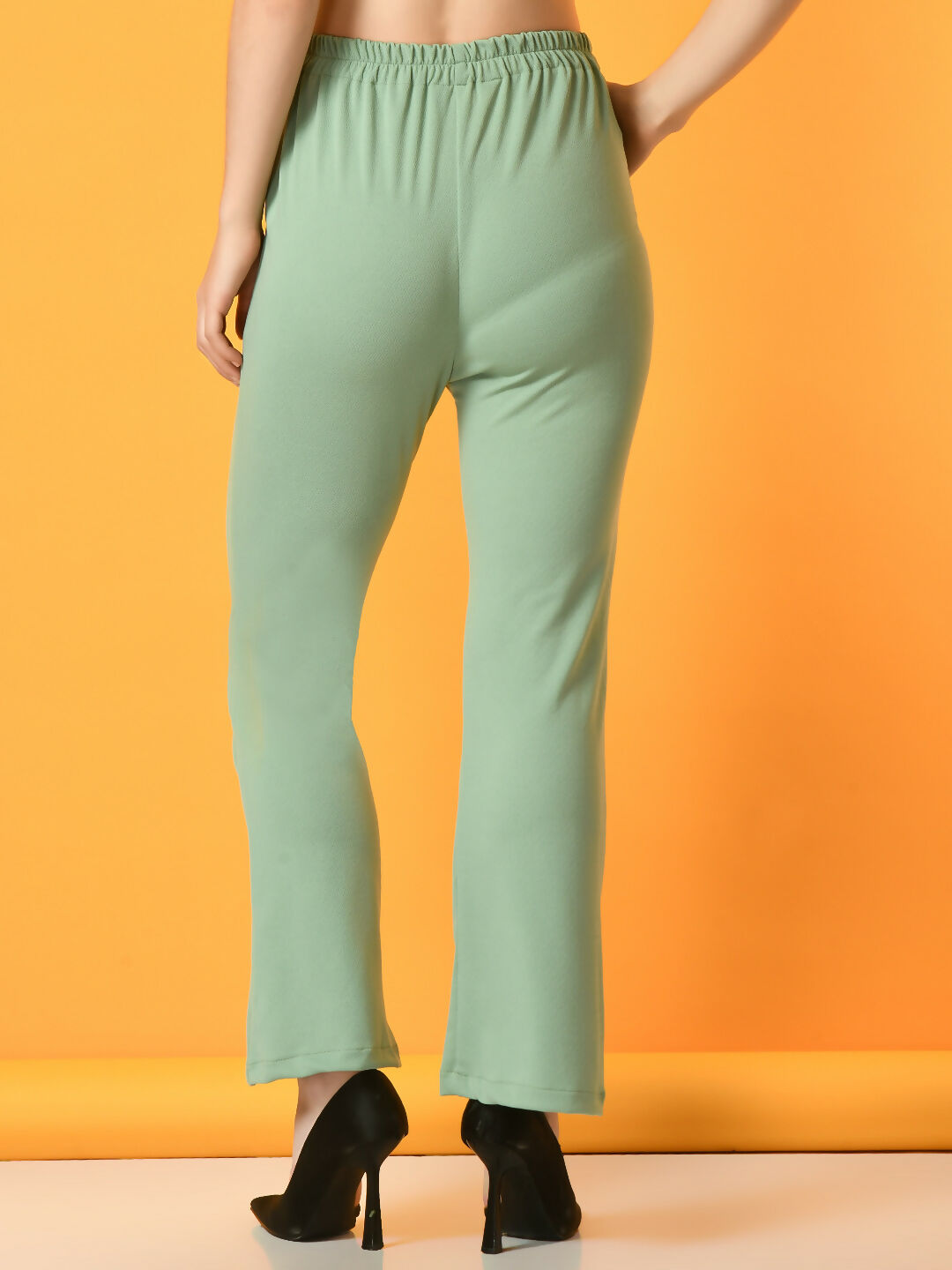 Myshka Women's Green Flared Party Trouser - Distacart