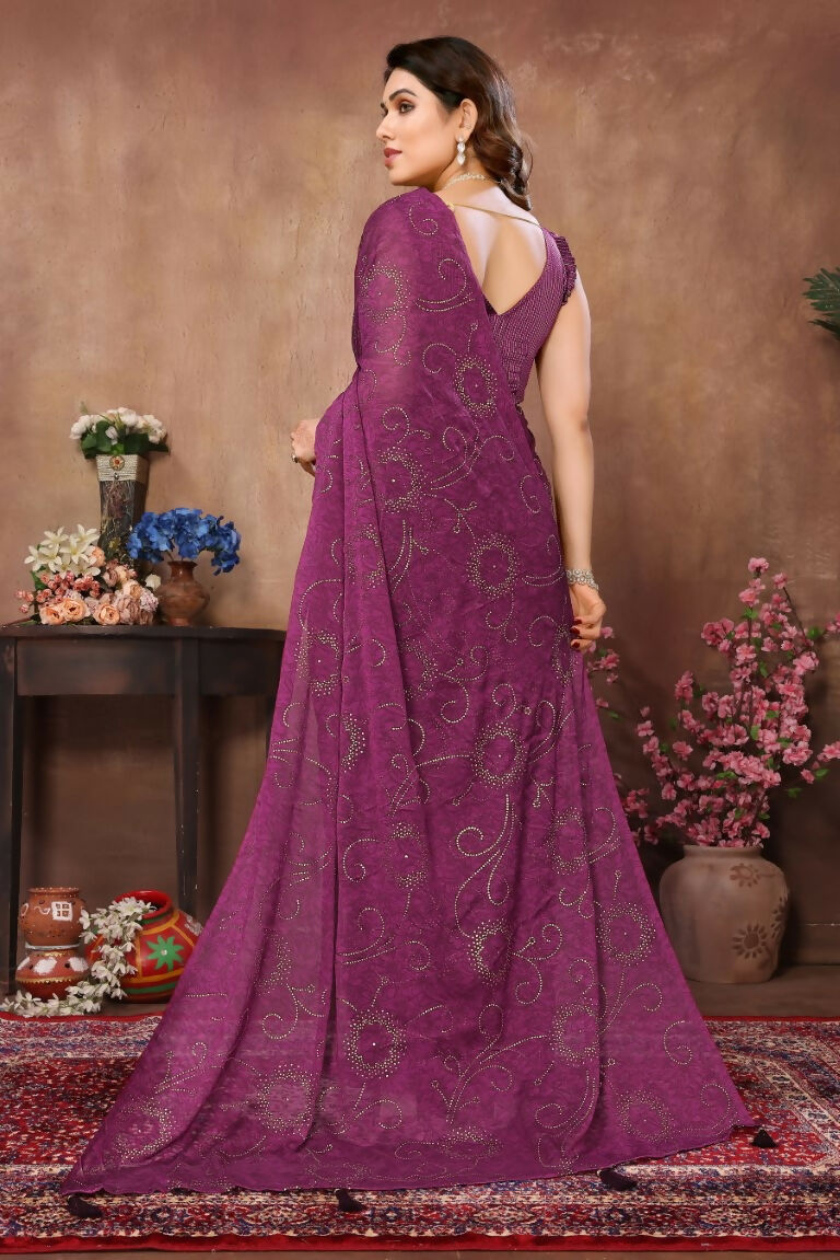 Aafreen Partywear Designer Purple Rangoli Silk Fancy Saree - Distacart