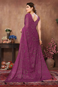 Thumbnail for Aafreen Partywear Designer Purple Rangoli Silk Fancy Saree - Distacart