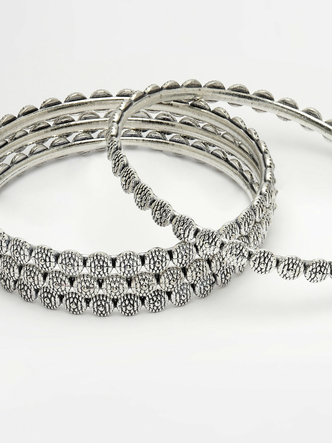 NVR Women's Set of 4 Silver-Toned German Silver Oxidised Bangles - Distacart