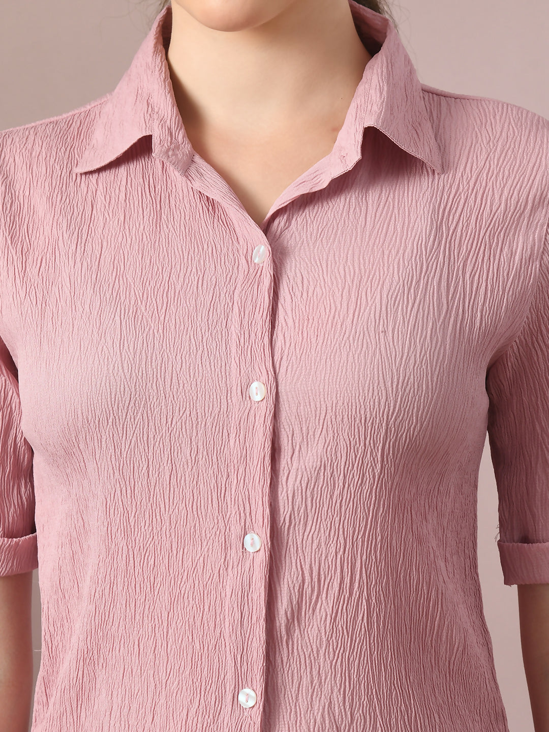 Myshka Women's Pink Solid Regular Fit Shirt - Distacart